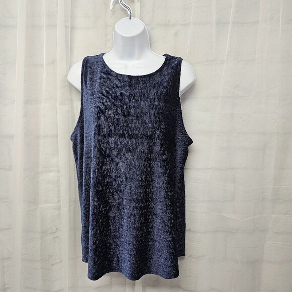 Fourteenth Place Midnight Blue Velour Crinkled Tank Boho Minimalist M - Picture 10 of 10